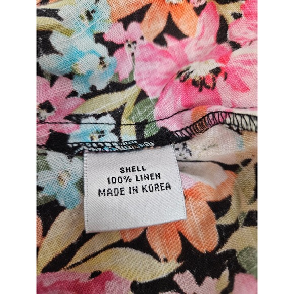Vintage Talbots Floral Linen Button Down Shirt Woman Petites 16W Colorful C7 - Picture 9 of 11